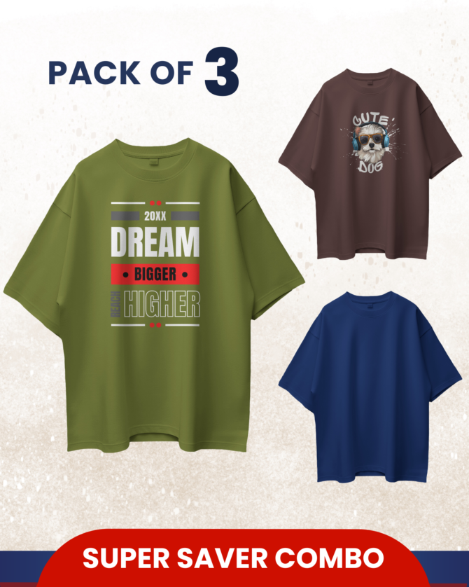 Oversized Dream Higher pack of 3