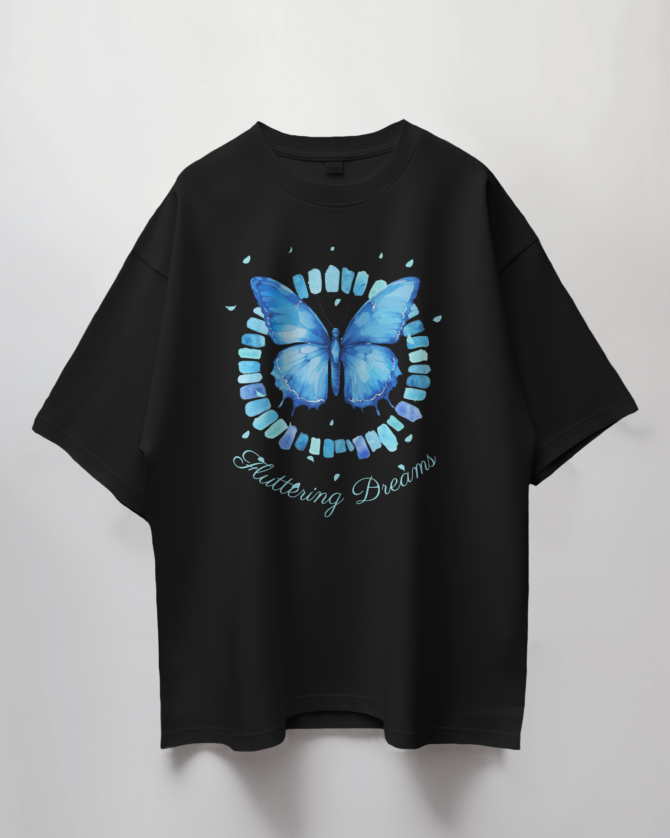 Teerov Oversized Buttering Dreams Typography T-Shirt | Unisex Graphic Cotton Tee