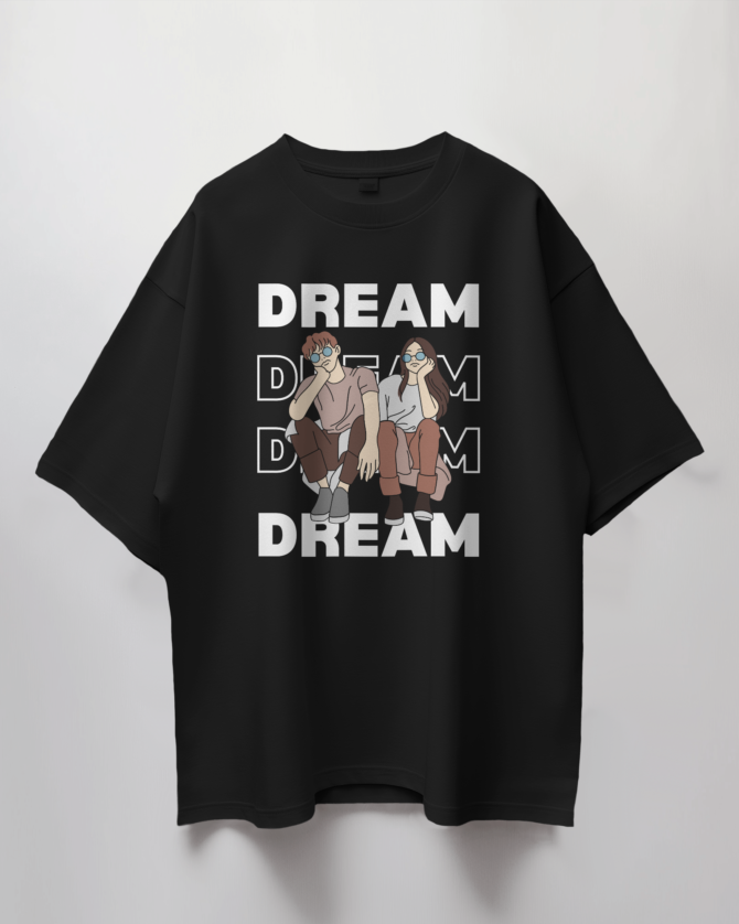 Teerov Oversized Dreams Typography T-Shirt | Unisex Graphic Cotton Tee