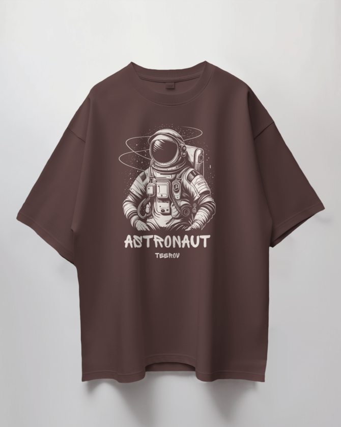 Teerov Luxe Oversized Astronaut Typography T-Shirt | Unisex Graphic Cotton Tee