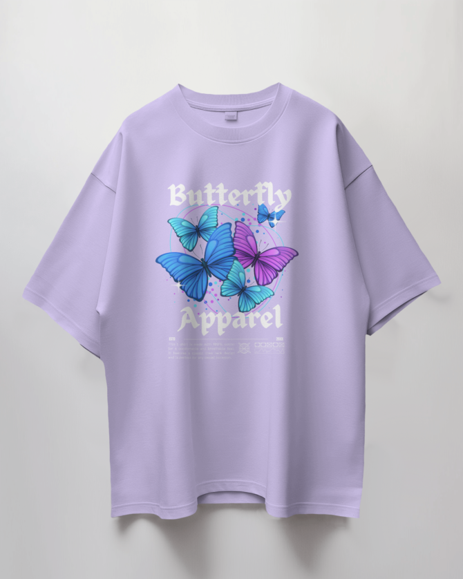 Teerov Oversized Butterfly Apparel Typography T-Shirt | Unisex Cotton Graphic Tee