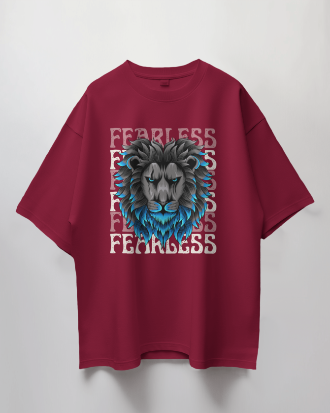 Teerov Luxe Oversized Fearless Typography T-Shirt | Unisex Graphic Cotton Tee