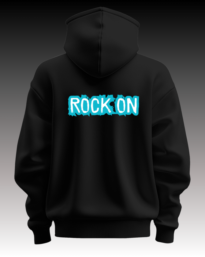 Teerov Luxe Oversized Hoodie |  Rock On Black - Unisex Graphic Edition