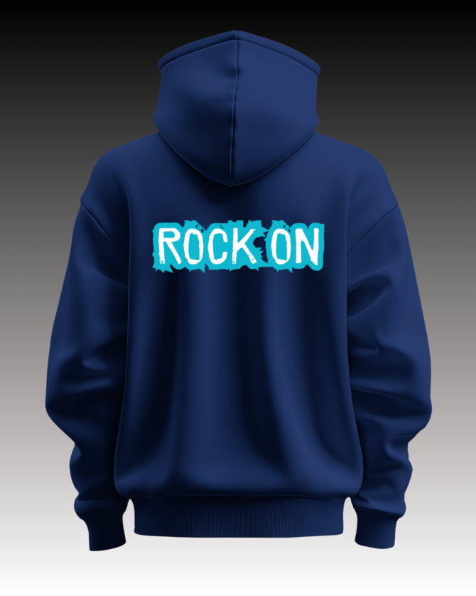 Oversized Rock On Blue Hoodie