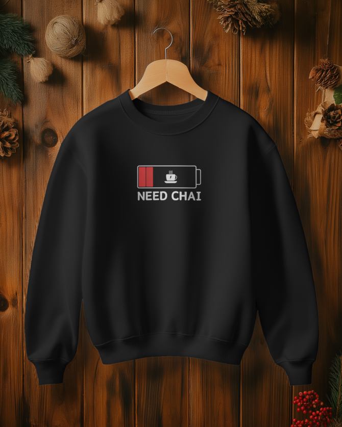 Teerov Luxe Unisex Cotton Graphic Sweatshirt | Need Chai