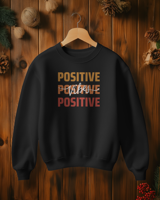 Teerov Luxe Unisex Cotton Graphic Sweatshirt | Positive Vibes