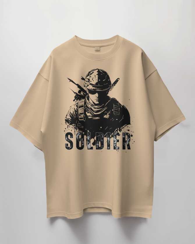 Teerov Oversized Soldier Typography T-Shirt | Unisex Graphic Cotton Tee