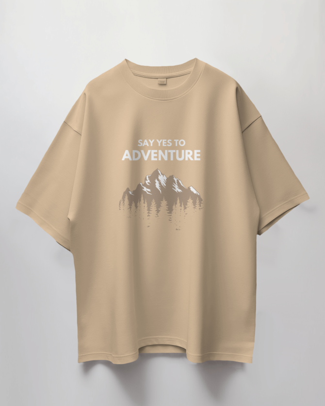 Teerov Oversized Say Yes To Adventure Typography T-Shirt | Unisex Graphic Cotton Tee