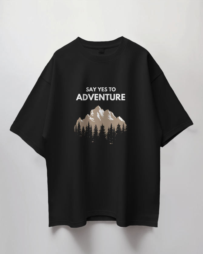 Teerov Oversized Say Yes To Adventure Typography T-Shirt | Unisex Graphic Cotton Tee