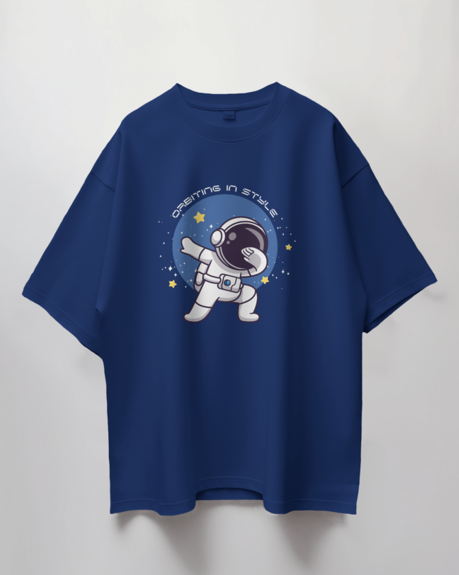 Teerov Oversized Orbiting In Style Typography T-Shirt | Unisex Cotton Tee