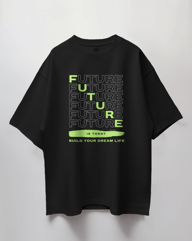 Teerov Oversized Future Typography T-Shirt | Unisex Cotton Tee
