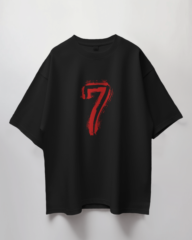 Teerov Oversized Seven Typography T-Shirt | Unisex Graphic Cotton Tee