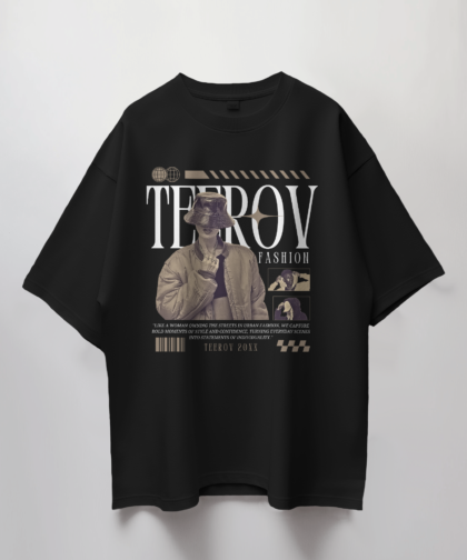 Teerov Fashion Oversized Typography T-Shirt | Unisex Graphic Cotton Tee