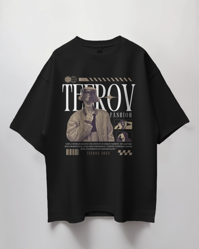 Teerov Fashion Oversized Typography T-Shirt | Unisex Graphic Cotton Tee