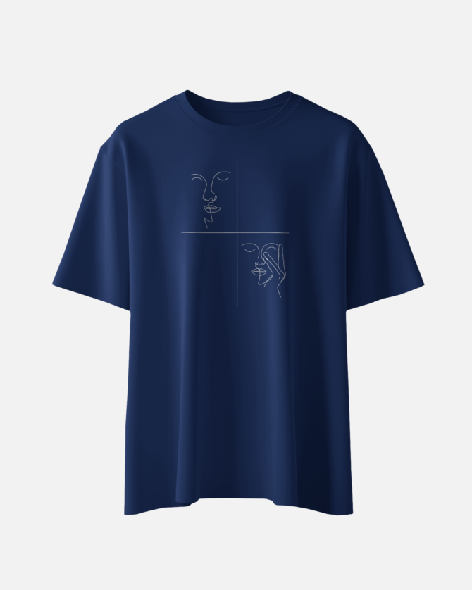 Teerov Regular Fit Cotton T-Shirt | Girl line art Graphic Typography for Unisex