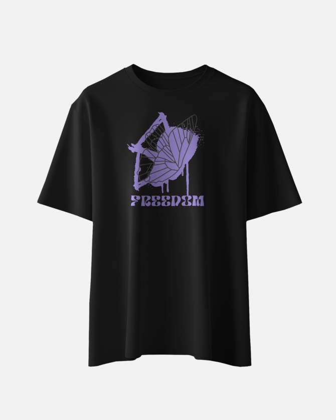 Teerov Regular Fit Cotton T-Shirt | Freedom Graphic Typography for Unisex
