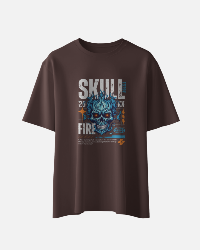 Teerov Skull Fire Graphic T-Shirt for Unisex | Premium Cotton Graphic Print Design