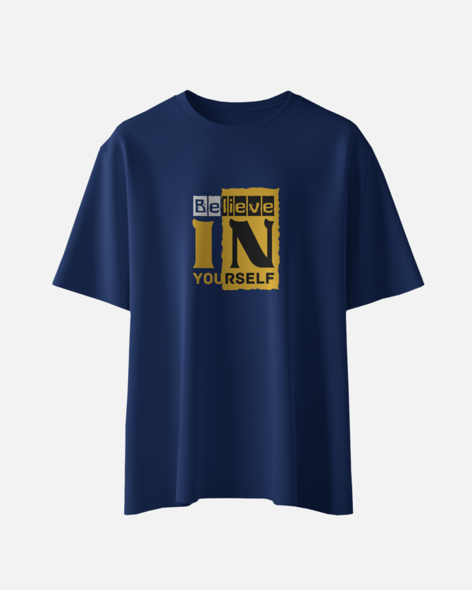 Teerov Casual Regular Fit Believe In Yourself Typography T-Shirt | Casual Cotton Graphic Design