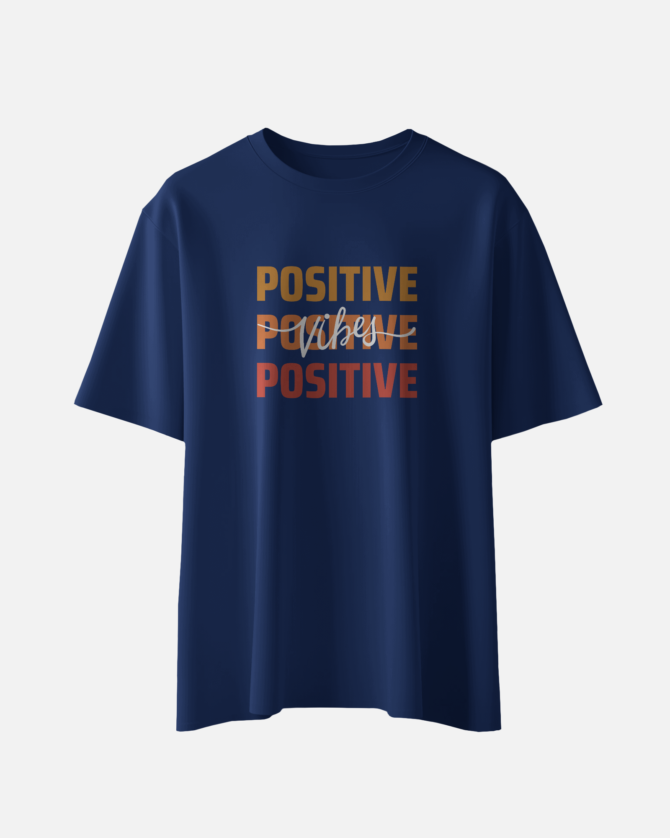 Teerov Regular Fit Positive Vibes Typography T-Shirt | Unisex Graphic Casual Cotton Design